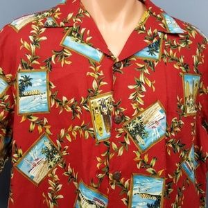 Hilo Hattie Red Hawaiian Shirt Cruise Ship Large